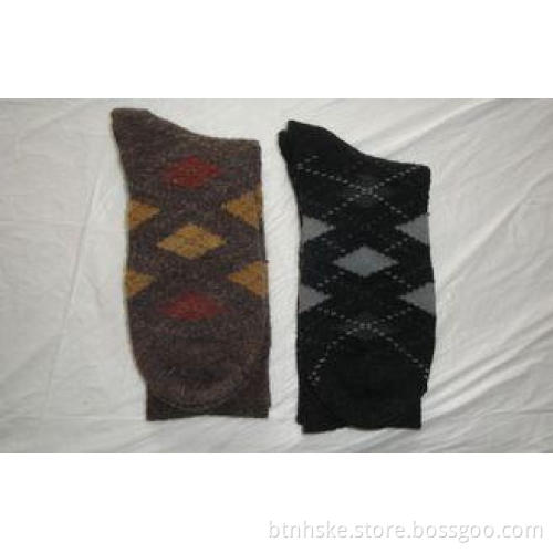 Soft Hand Warm Mens Wool Argyle Socks Brown / Black For Win